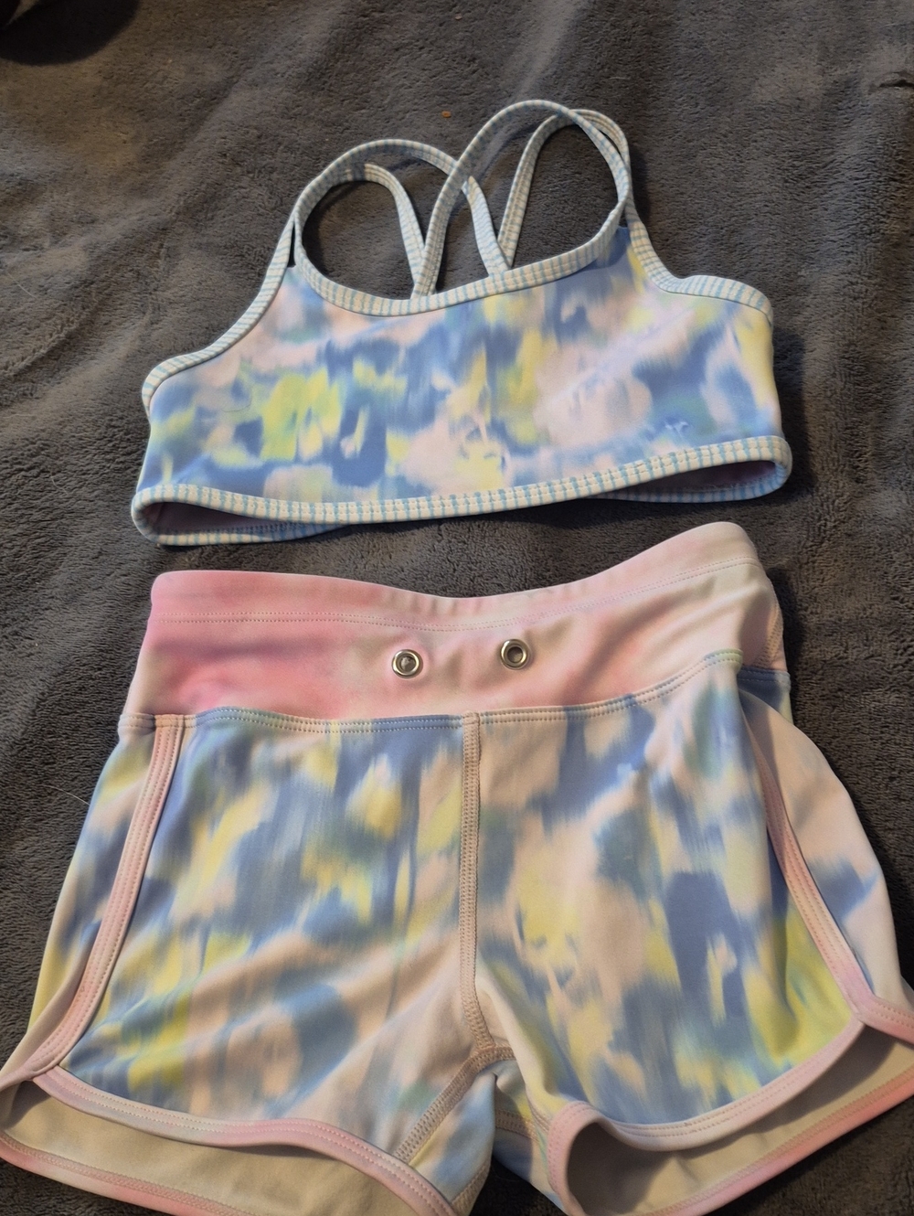 ZYIA Kids Swim Bikini Set in Pastel Blue Pink Yellow